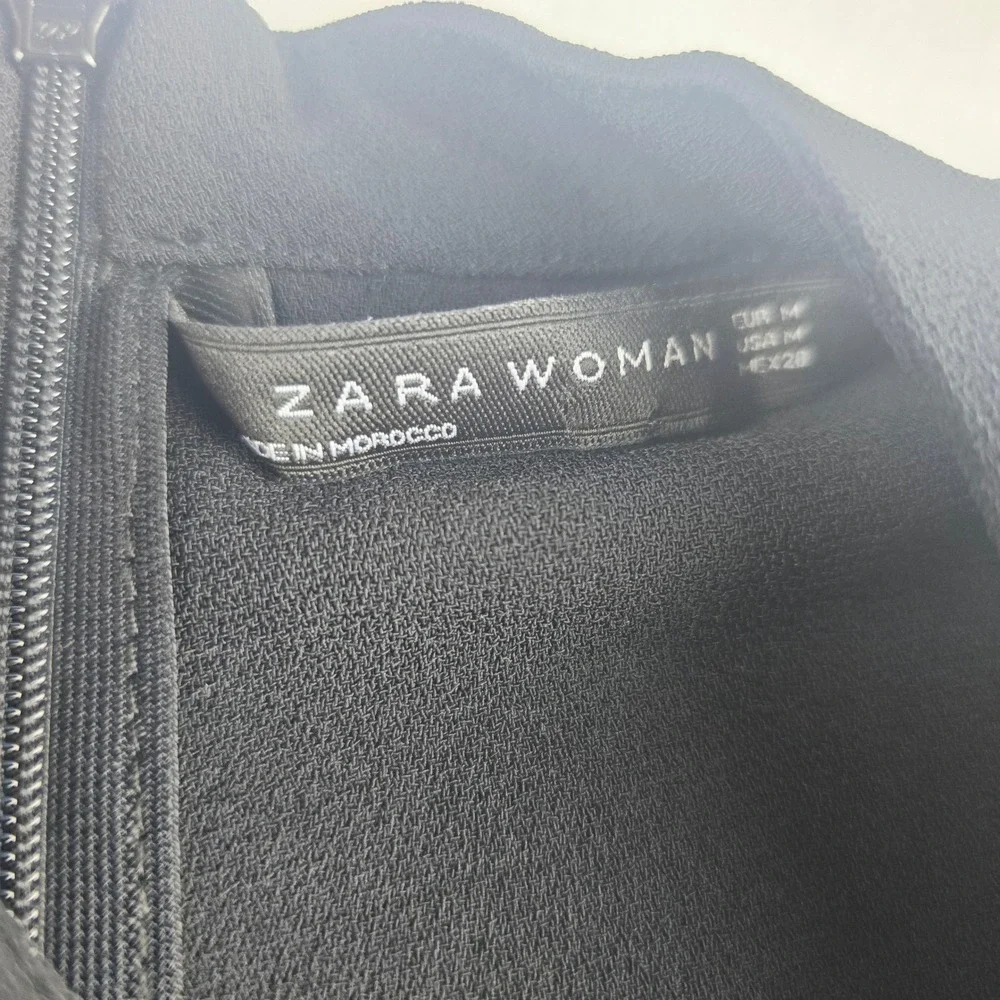 Zara Woman Black Dress Cut Out Choker Neck Short Sleeve Mini‎ Medium